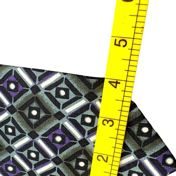 Talivari Mens 100% Silk Dress Tie Made in Italy Diamond Geometric Pattern 60" 4" - Picture 9 of 11